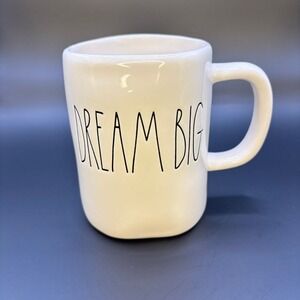 DREAM BIG Rae Dunn Coffee Tea Mug White Magenta Artisan Collection